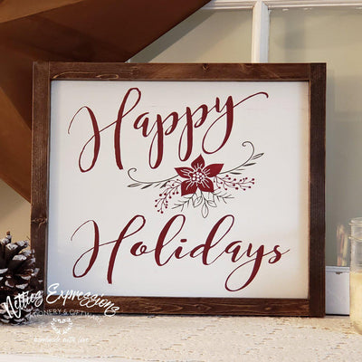 Happy Holidays - Rustic Wood Sign - Netties Expressions