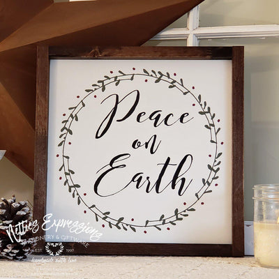 Peace on Earth - Rustic Wood Christmas Sign - Netties Expressions