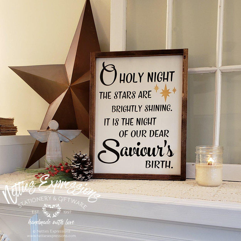 O Holy Night - Rustic Wood Christmas Sign - Netties Expressions