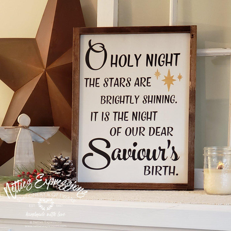 O Holy Night - Rustic Wood Christmas Sign - Netties Expressions