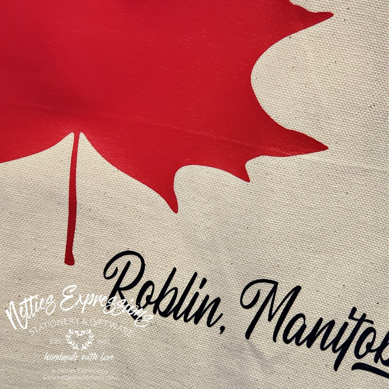 Roblin, Manitoba Maple Leaf - Recycled Cotton Tote Bag - Netties Expressions