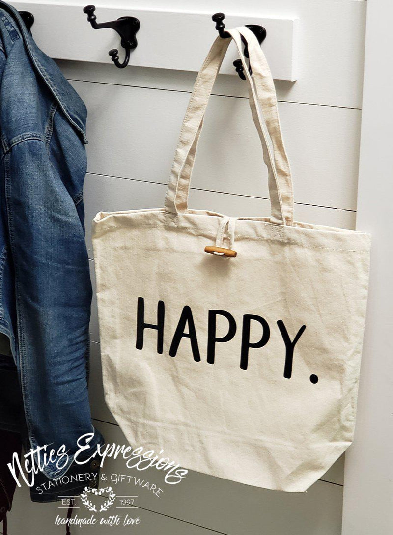 Happy - Recycled Cotton Tote Bag - Netties Expressions