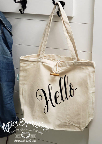 Hello - Recycled Cotton Tote Bag - Netties Expressions