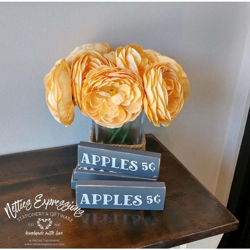 Apples 5¢ 1.5x6 Rustic Fall Wood Sign - Netties Expressions