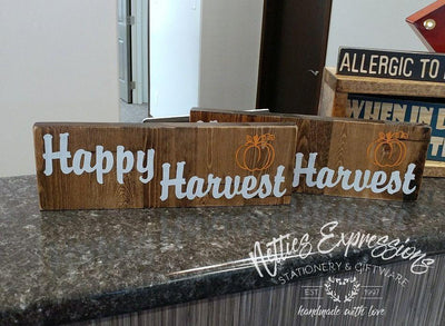 Happy Harvest - Rustic Harvest Wood Sign - Netties Expressions