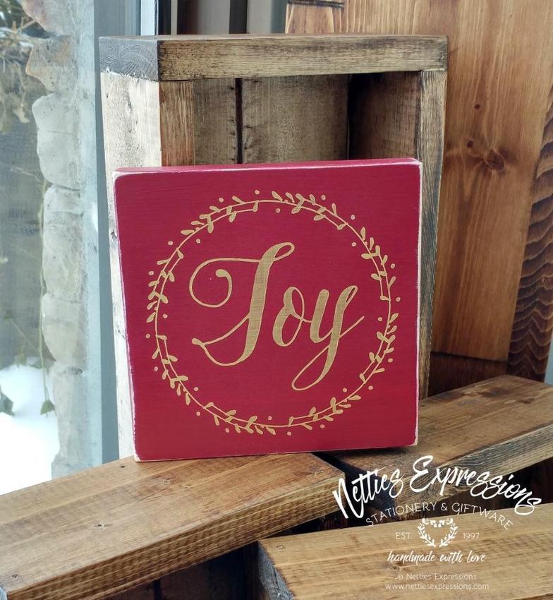 Joy - Rustic Wood Christmas Sign - Netties Expressions