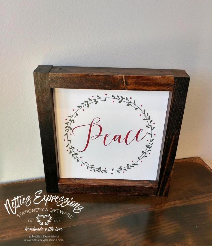 Peace - Rustic Wood Christmas Sign - Netties Expressions