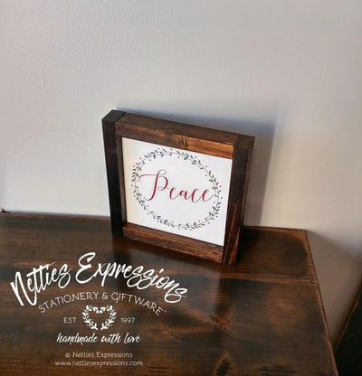 Peace - Rustic Wood Christmas Sign - Netties Expressions