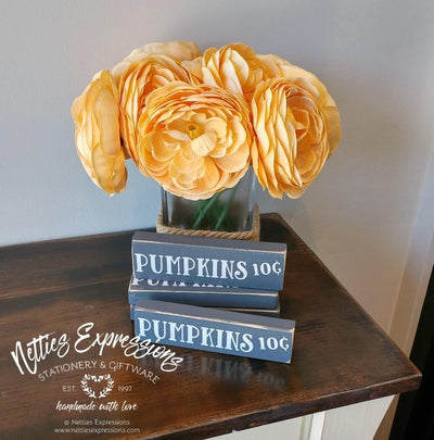 Pumpkins 10¢ - Rustic Wood Fall Sign - Netties Expressions