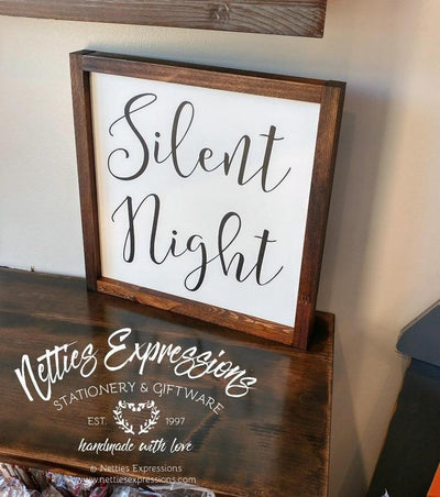 Silent Night - Rustic Wood Christmas Sign - Netties Expressions