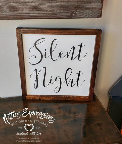 Silent Night - Rustic Wood Christmas Sign - Netties Expressions