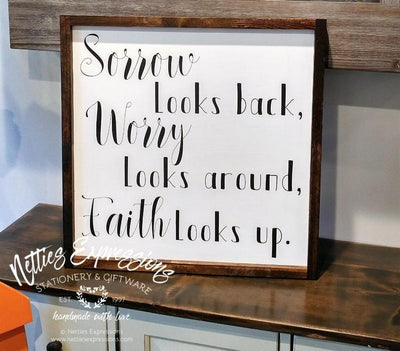 Sorrow looks back - Rustic Wood Sign - Netties Expressions