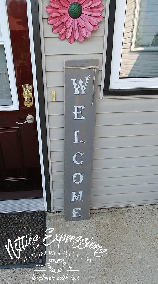 Welcome - Large Rustic Wood Sign - Netties Expressions