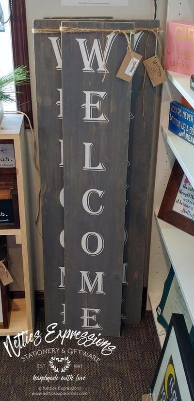 Welcome - Large Rustic Wood Sign - Netties Expressions