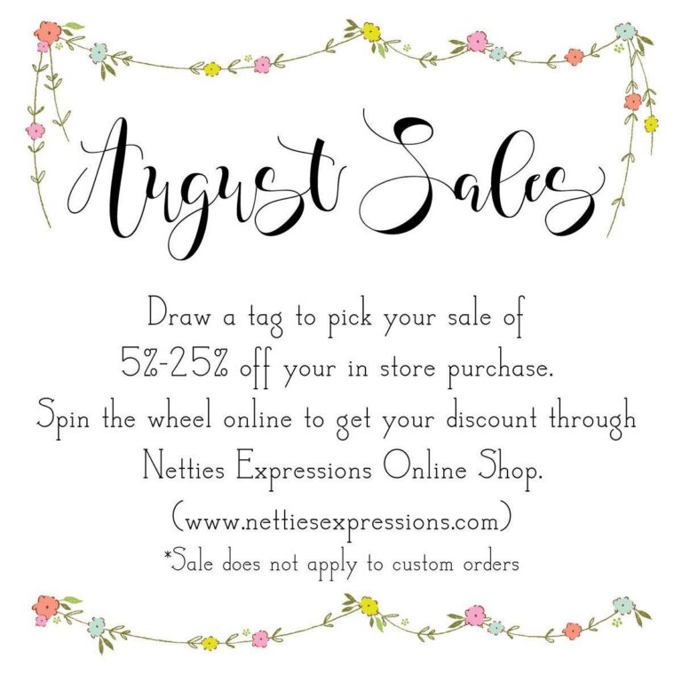 August Sales - Netties Expressions