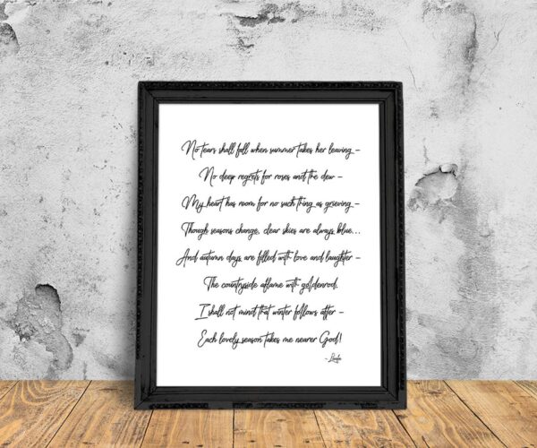 11x14-No-tears-shall-fall-plain-portrait-framed Autumn - Art Print - Netties Expressions Prints