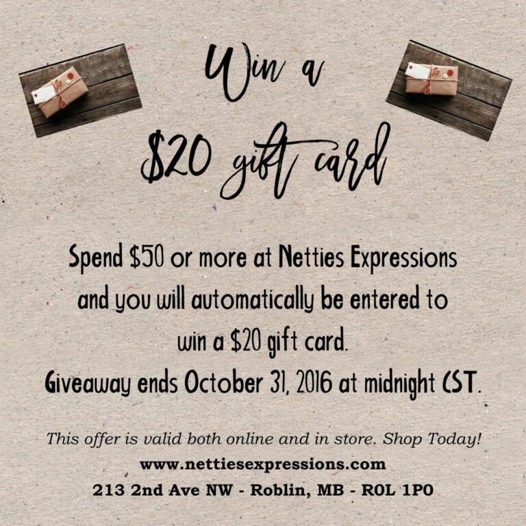 You could win a $20 Gift Card for Netties Expressions - Netties Expressions