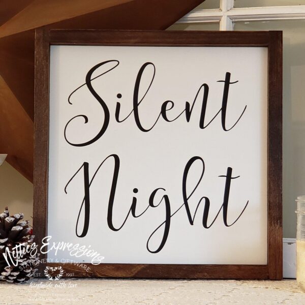 12x12-silent-night-1_b30671da-2d09-43bd-9d0e-58c0bdcbaeef Silent Night - Rustic Wood Christmas Sign - Netties Expressions