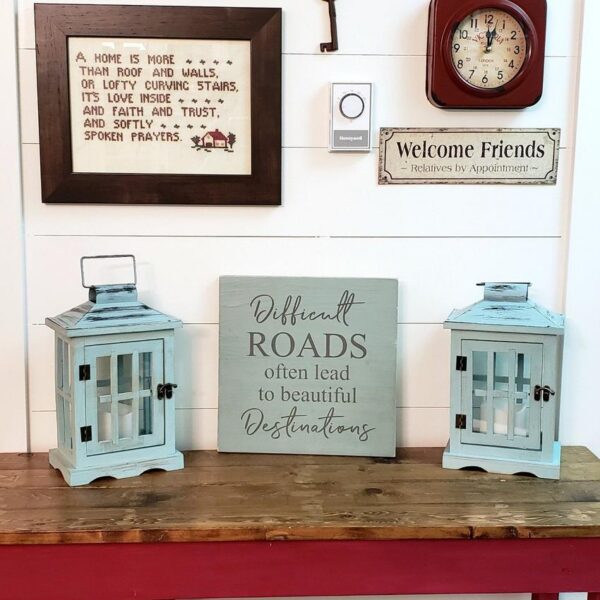 Difficult roads often lead - Rustic Wood Sign - Netties Expressions