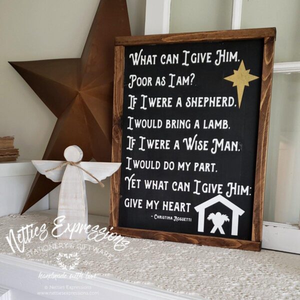 12x16_-_What_can_I_give_him_-_framed_2e03bbb1-af4c-4f5a-8501-1c3f5f27fdd8 What can I give Him poor as I am - Rustic Wood Sign - Netties Expressions