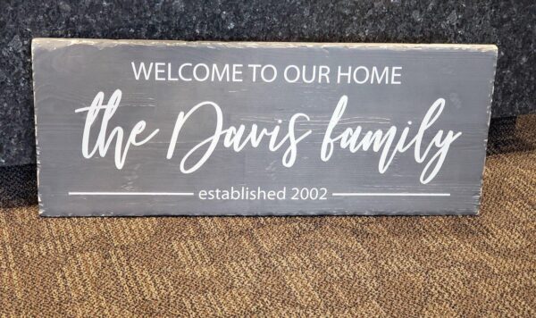 12x30-The-Davis-Family_abae3209-ea6e-4b00-8aea-5b77a7e03b20 Welcome to our home - Family Sign - Rustic Wood Sign - Netties Expressions