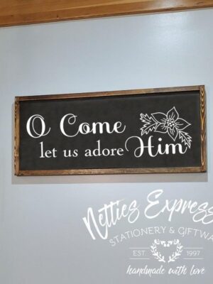 12x30_-_O_come_let_us_adore_Him_2_947a7ca7-8bf1-460d-b4ec-869054a3e1f5 O come let us adore Him - Rustic Wood Sign - Netties Expressions