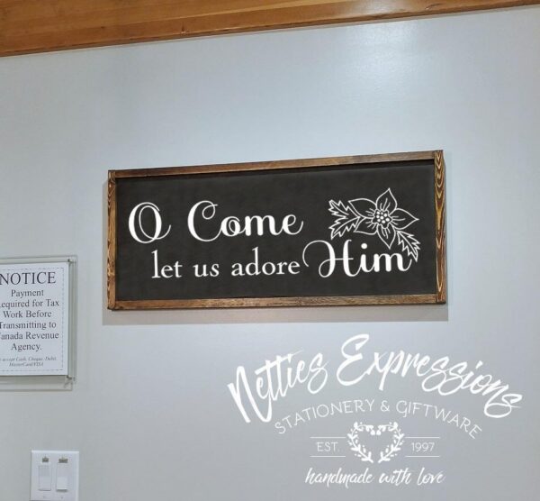 12x30_-_O_come_let_us_adore_Him_2_947a7ca7-8bf1-460d-b4ec-869054a3e1f5 O come let us adore Him - Rustic Wood Sign - Netties Expressions