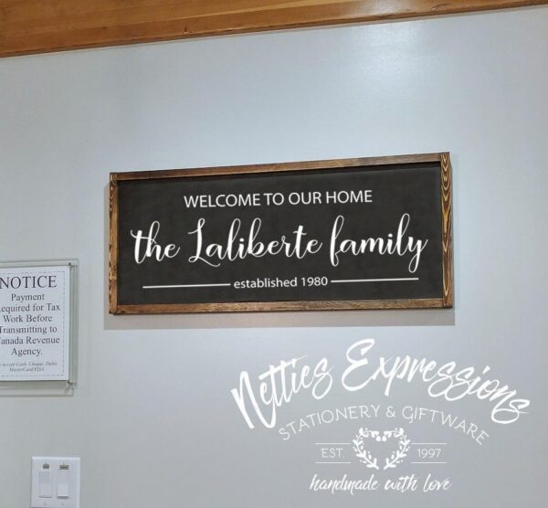 12x30_-_Welcome_to_our_home_style_1_427b9d6a-9d69-4e28-8b9c-07c37c7b3fe6 Welcome to our home - Family Sign - Rustic Wood Sign - Netties Expressions