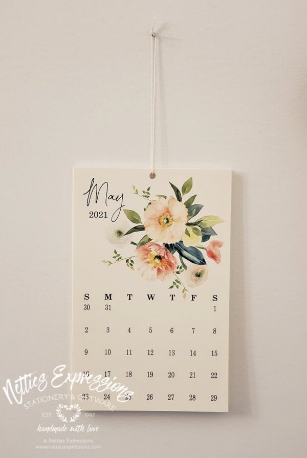 2022 Watercolour Florals Slim Wall Calendar - Netties Expressions