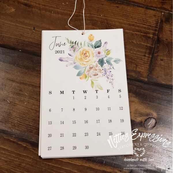 2022 Watercolour Florals Slim Wall Calendar - Netties Expressions