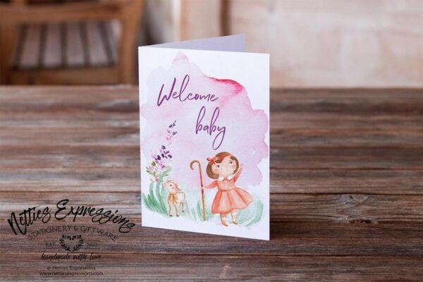 25_-_Welcome_Baby_-_Little_Bo_Peep_b62cd010-f1db-4358-b799-19800ab651de Welcome Baby - Greeting Card - Netties Expressions