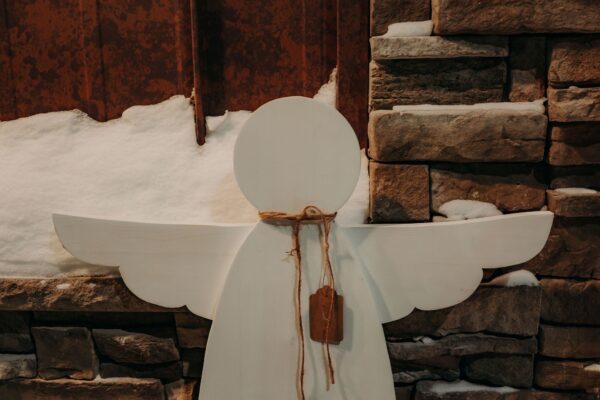 Rustic Wooden Leaning Porch Angel