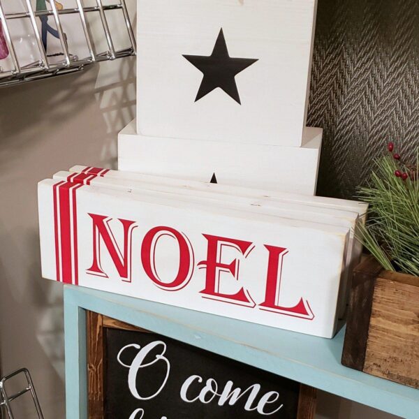 4x12_-_NOEL-stripes_53791938-da65-4c93-a88b-bd6dcd27b3bd Noel - Rustic Wood Christmas Sign - Netties Expressions