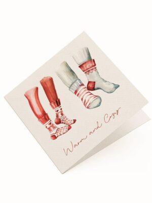 5.25x5.25-Fuzzy-socks-front Warm and Cozy - Greeting Card - Netties Expressions