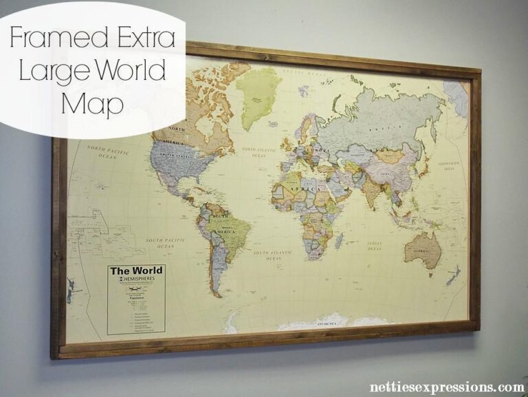 Extra Large Framed World Map - Netties Expressions