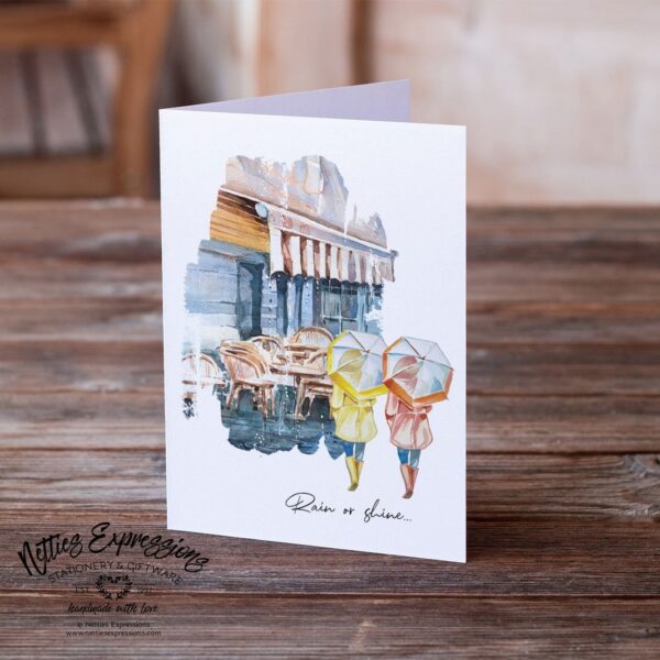 6.25x9.25-Rain-or-shine-I_ll-always-be-here-front_f07620d3-c142-4a67-9efa-a904f214bc27 Rain or shine I'll always be here - Greeting Card - Netties Expressions Cards