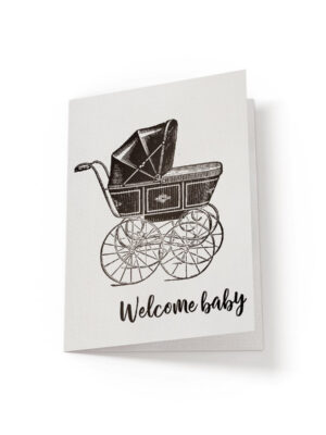 6.25x9.25-Welcome-Baby-Carriage-white_9a8a4d40-f82f-4f2b-bf21-f7cfd6c163d3 Welcome Baby - Greeting Card - Netties Expressions
