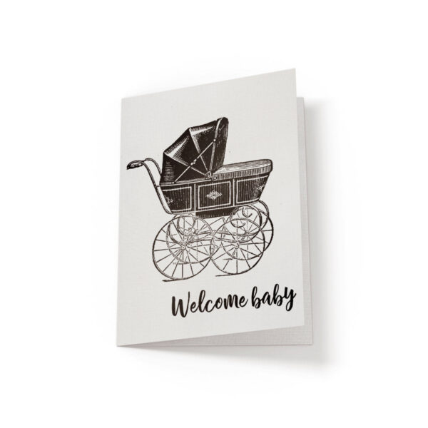 6.25x9.25-Welcome-Baby-Carriage-white_9a8a4d40-f82f-4f2b-bf21-f7cfd6c163d3 Welcome Baby - Greeting Card - Netties Expressions