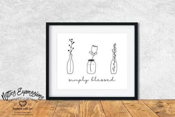 8x10-Simply-Blessed-Black-Frame Simply Blessed - Art Print - Netties Expressions Prints