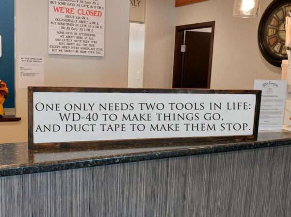 8x40_-_One_only_needs_two_tools_in_life_fcb2f3ac-a521-4a42-bceb-7f8c292c92aa One only needs two tools in life - Rustic Wood Sign - Netties Expressions