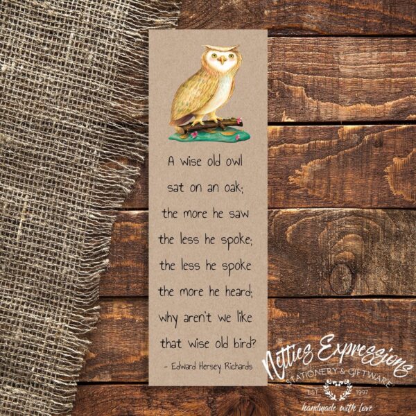 A wise old owl Bookmark - Netties Expressions