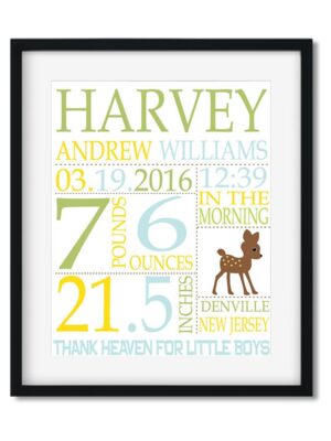 Baby-Stats-Style-A-Boy-Bambi-Williams-Baby-frame_5886105a-bcb4-4efc-a897-262cc166f2cc Bambi - Baby Boy Stats - Art Print - Netties Expressions Prints