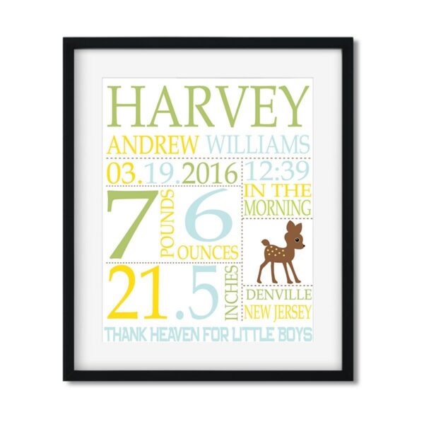 Baby-Stats-Style-A-Boy-Bambi-Williams-Baby-frame_5886105a-bcb4-4efc-a897-262cc166f2cc Bambi - Baby Boy Stats - Art Print - Netties Expressions Prints