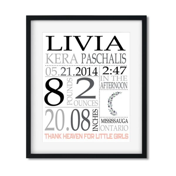 Baby Girl Stats - Art Print - Netties Expressions Prints