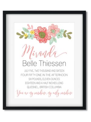 Baby-Stats-Style-D-Girl-Delicate-M.-Thiessen-frame_4bf30e1b-d28b-4925-8fe0-af9ce2bcce1d Baby Girl Stats - Art Print - Netties Expressions Prints