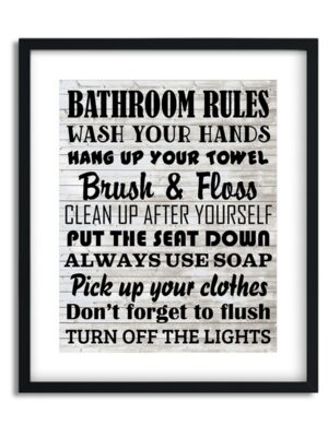Bathroom-Rules-8x10-Frame_d9461625-6b33-4e30-86d5-dd361bf56985 Bathroom Rules - Art Print - Netties Expressions Prints