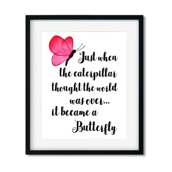Butterfly-8x10-Frame_04aafeeb-b36d-4b42-b8ba-5a1fcc4a21fc Just when the caterpillar thought the world was over - Art Print - Netties Expressions Prints