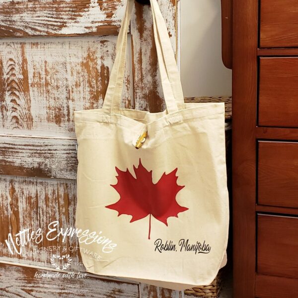 CanadaFlag-Roblin-2_0937482a-b2a2-4c88-8f60-06e8469136df Roblin, Manitoba Maple Leaf - Recycled Cotton Tote Bag - Netties Expressions