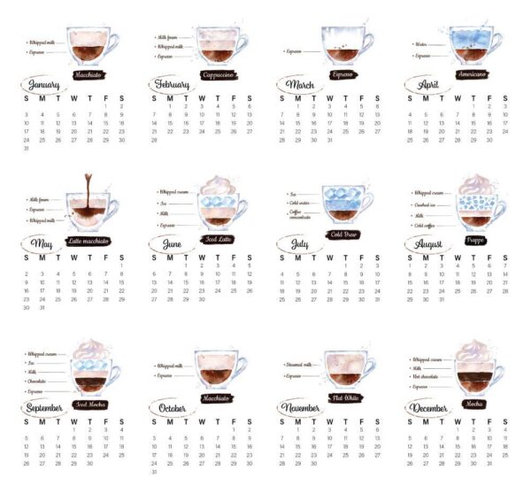 2021 Desktop Calendar - Coffee Recipes - Netties Expressions