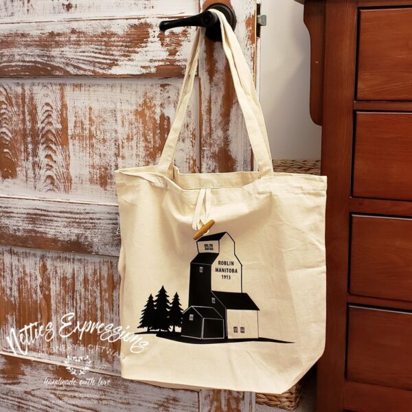 Elevator-Roblin-1_8736b885-f4ea-4a89-8c6c-bc36d658ced7 Roblin, Manitoba Landscape - Recycled Cotton Tote Bag - Netties Expressions
